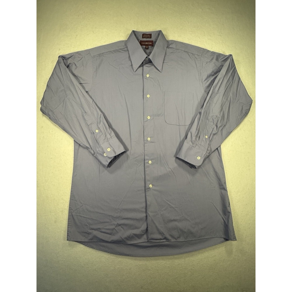 Covington Men's Dress Shirt Blue 15-15.5 M 32/33 Long Sleeve Easy Care Button Up